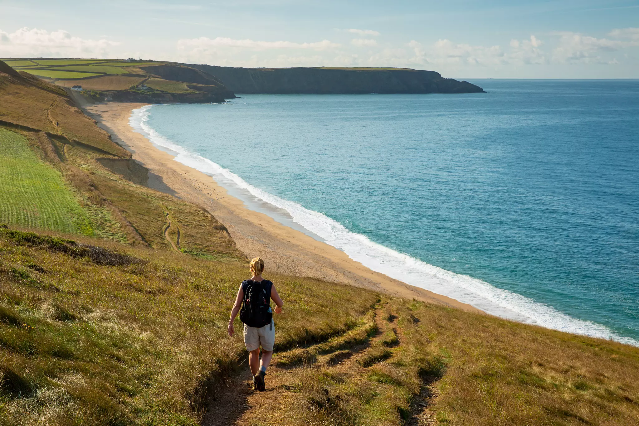 Peaceful ocean coastline walk